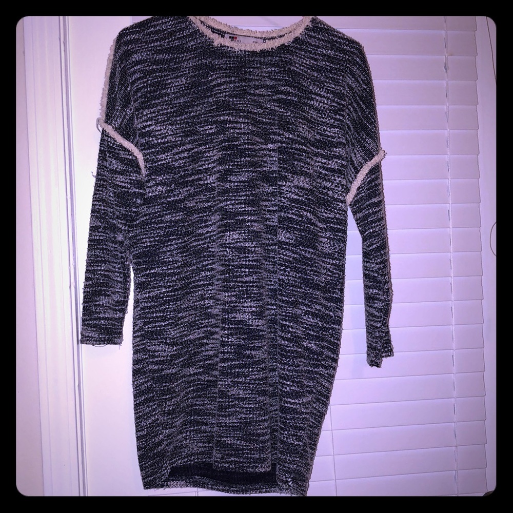 Navy and white knit sweater dress